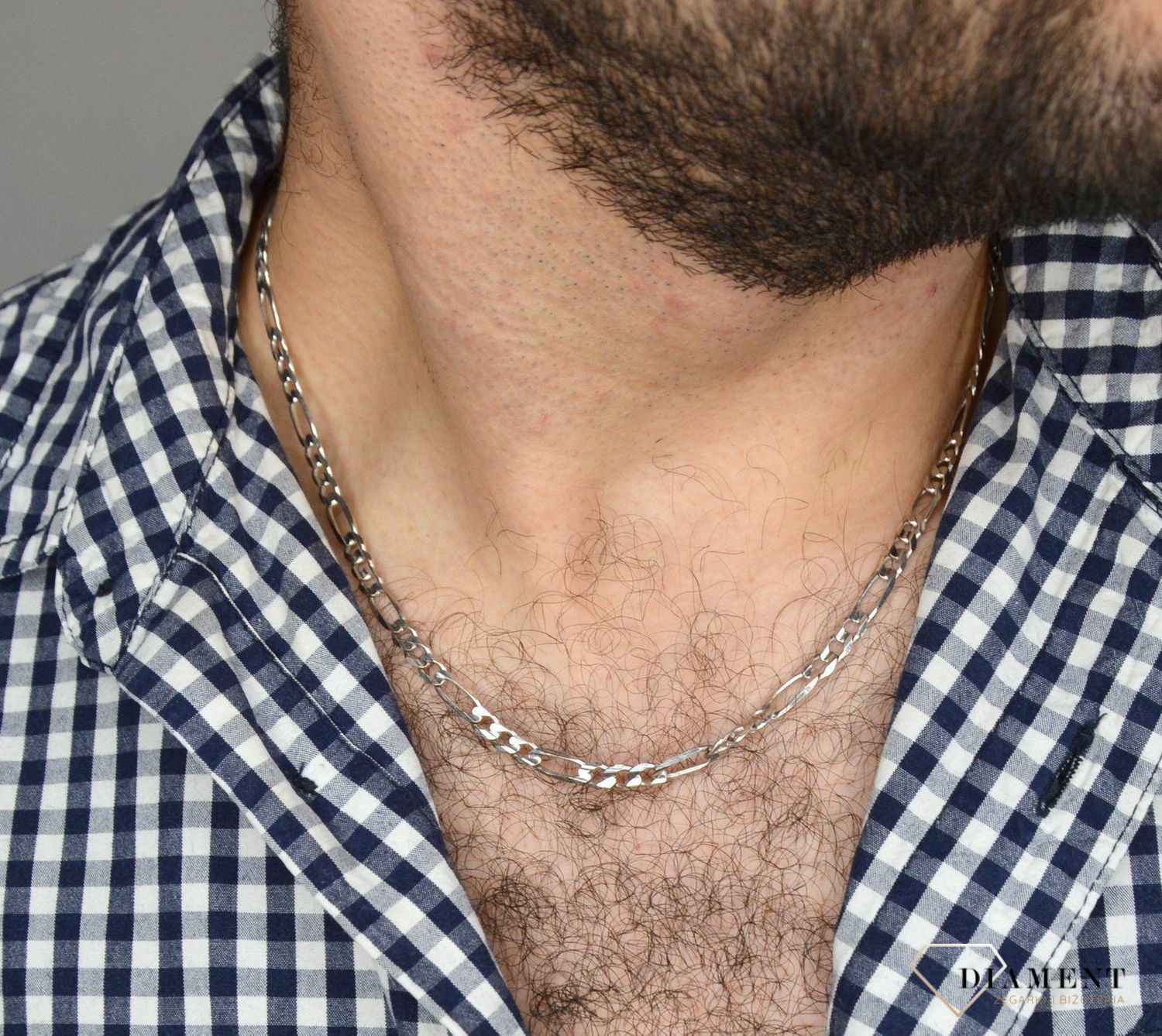 Złoty łańcuszek 585 Figaro Białe Złoto 4,5 mm DIA-LAN-1140B-585 4,5mm ✅ Złoty łańcuszek o splocie pancerki ✅.jpg